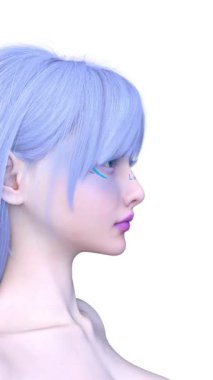 Bir kadının yüzünün 3 boyutlu görüntüsü.