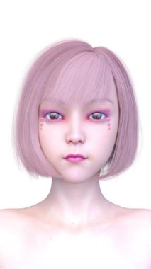 Bir kadının yüzünün 3 boyutlu görüntüsü.