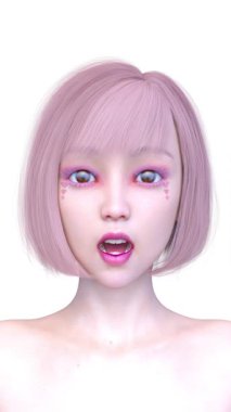 Bir kadının yüzünün 3 boyutlu görüntüsü.