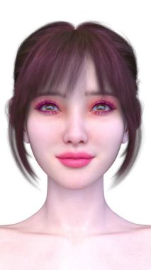 Bir kadının yüzünün 3 boyutlu görüntüsü.