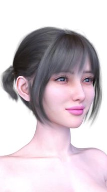 Bir kadının yüzünün 3 boyutlu görüntüsü.