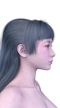 Bir kadının yüzünün 3 boyutlu görüntüsü.