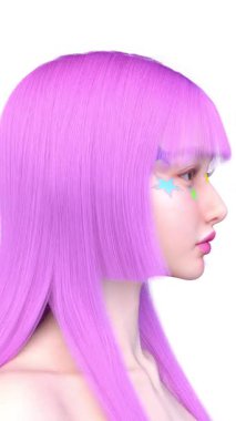 Bir kadının yüzünün 3 boyutlu görüntüsü.