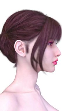 Bir kadının yüzünün 3 boyutlu görüntüsü.