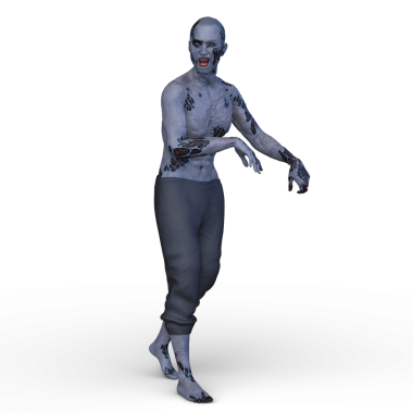 Erkek bir zombinin 3 boyutlu canlandırması