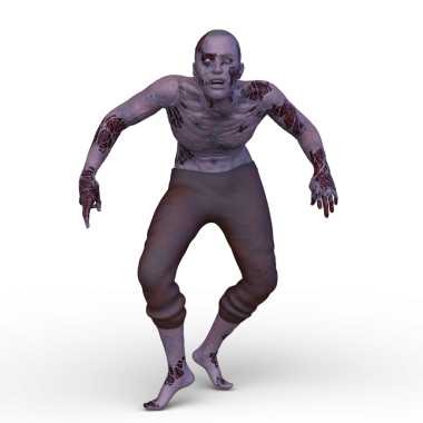 Erkek bir zombinin 3 boyutlu canlandırması