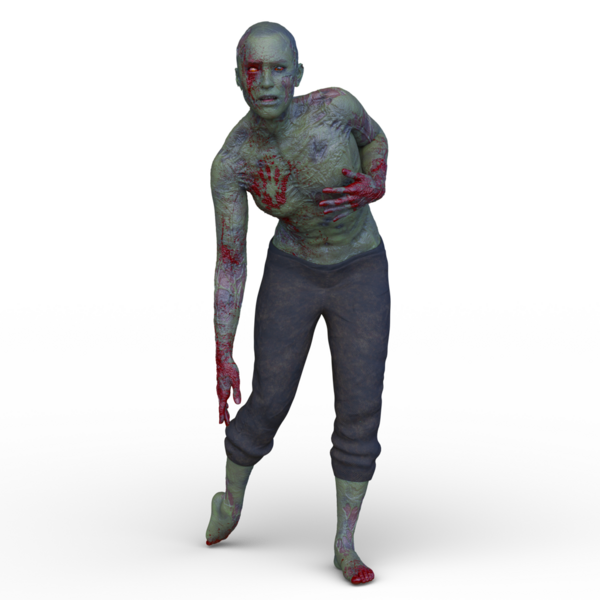 Erkek bir zombinin 3 boyutlu canlandırması