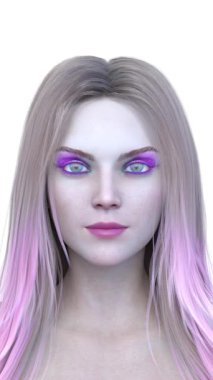 Bir kadının yüzünün 3 boyutlu görüntüsü.