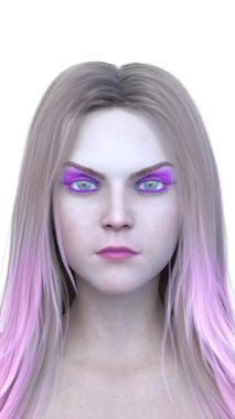 Bir kadının yüzünün 3 boyutlu görüntüsü.