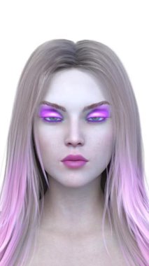 Bir kadının yüzünün 3 boyutlu görüntüsü.