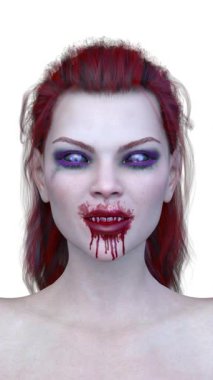 Dişi bir vampirin 3 boyutlu görüntüsü.