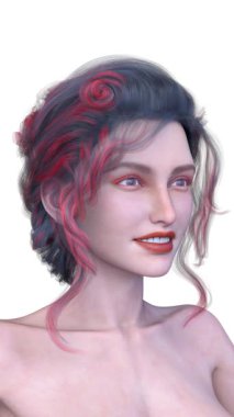 Bir kadının yüzünün 3 boyutlu görüntüsü.