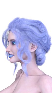 Bir kadının yüzünün 3 boyutlu görüntüsü.