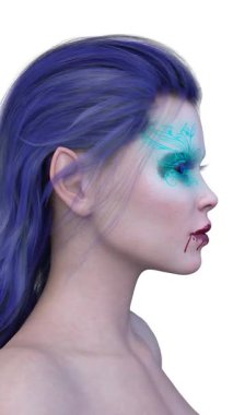 Dişi bir vampirin 3 boyutlu görüntüsü.