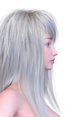 Bir kadının yüzünün 3 boyutlu görüntüsü.