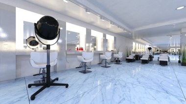 Güzellik salonunun 3 boyutlu canlandırması