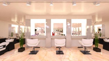 Güzellik salonunun 3 boyutlu canlandırması