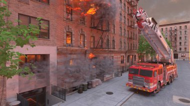 Yangın sahnesinin 3 boyutlu canlandırması