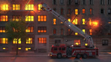 Yangın sahnesinin 3 boyutlu canlandırması