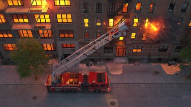 Yangın sahnesinin 3 boyutlu canlandırması