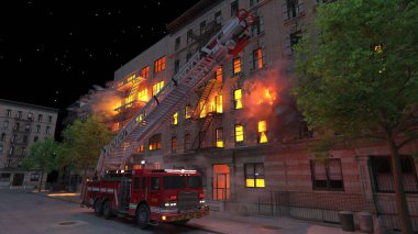 Yangın sahnesinin 3 boyutlu canlandırması