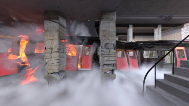 Araç yangınının 3 boyutlu görüntüsü