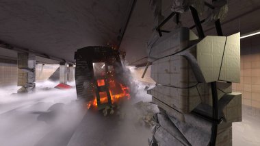 Araç yangınının 3 boyutlu görüntüsü