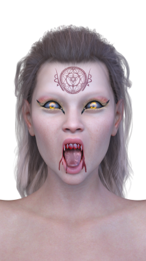 Dişi bir vampirin 3 boyutlu görüntüsü.