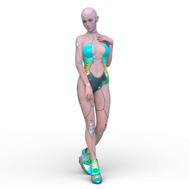 Dişi bir sayborgun 3D canlandırması