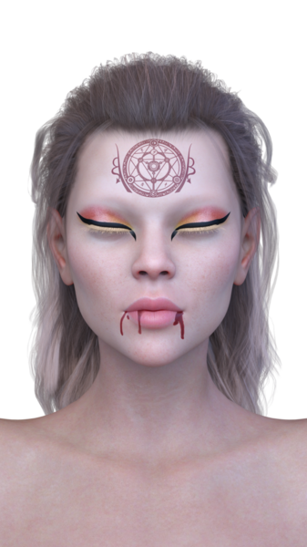 Dişi bir vampirin 3 boyutlu görüntüsü.