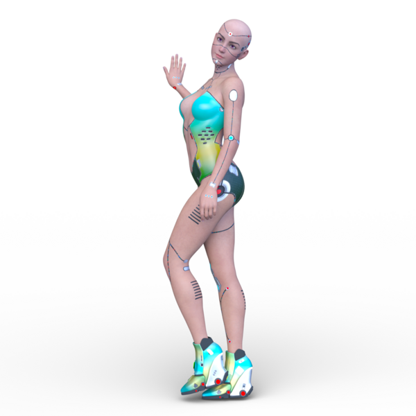 Dişi bir sayborgun 3D canlandırması