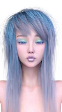 Bir kadının yüzünün 3 boyutlu görüntüsü.