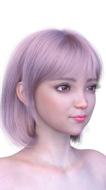 Bir kadının yüzünün 3 boyutlu görüntüsü.