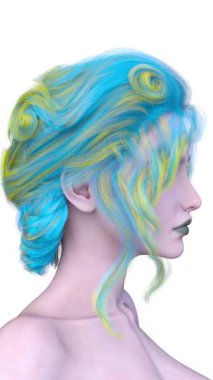 Bir kadının yüzünün 3 boyutlu görüntüsü.