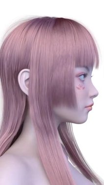 Bir kadının yüzünün 3 boyutlu görüntüsü.