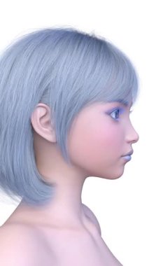 Bir kadının yüzünün 3 boyutlu görüntüsü.