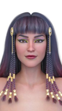 Kleopatra makyajlı bir kadının 3 boyutlu görüntüsü