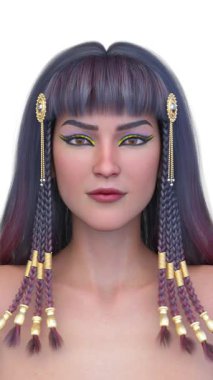 Kleopatra makyajlı bir kadının 3 boyutlu görüntüsü