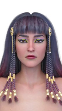 Kleopatra makyajlı bir kadının 3 boyutlu görüntüsü