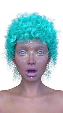 Bir kadının yüzünün 3 boyutlu görüntüsü.