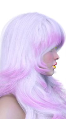 Bir kadının yüzünün 3 boyutlu görüntüsü.