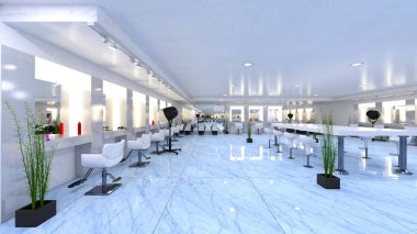 Güzellik salonunun 3 boyutlu canlandırması