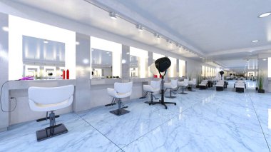 Güzellik salonunun 3 boyutlu canlandırması