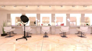Güzellik salonunun 3 boyutlu canlandırması