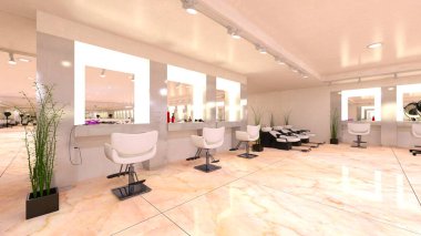 Güzellik salonunun 3 boyutlu canlandırması