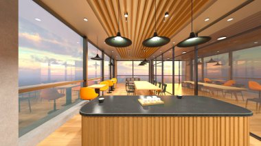 Camla çevrili toplantı odalarının 3 boyutlu canlandırması