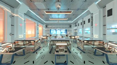 Uzay gemisindeki konferans odasının 3D görüntülemesi