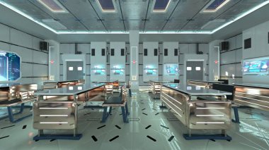 Uzay gemisindeki konferans odasının 3D görüntülemesi