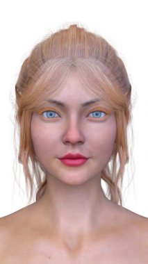 Bir kadının yüzünün 3 boyutlu görüntüsü.