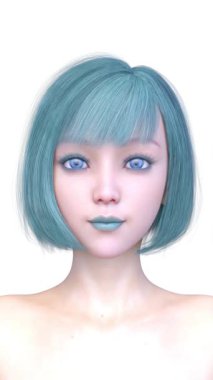 Bir kadının yüzünün 3 boyutlu görüntüsü.